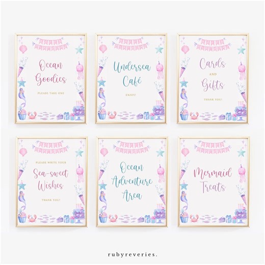 Ocean Party Sign Editable Template, Kids Food Table Mermaid Custom Sign (canva Printable Download) - Etsy