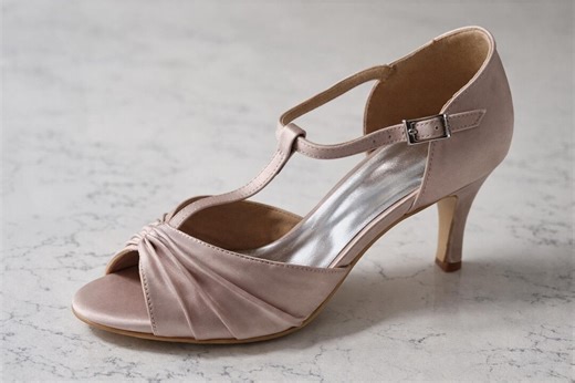 Blush Satin T-strap Bridal Heels - Satin Custom Made Color - Etsy