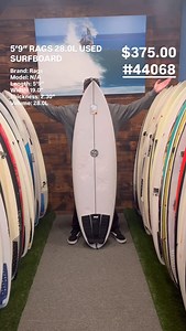 5’9” RAGS 28.0L USED SURFBOARD #44068 $375.00 Details: Brand: Rags Model: N/A Length: 5’9” Width: 19.0” Thickness: 2.30” Volume: 28.0L Fins: Futures (not included) Construction: Poly Shipping Cost: $92.00 Description: The deck has light back foot pressures, see photos to view the rest of the pressure dent details. #Usedsurf #usedsurfboards #usedsurf #usedsurf | usedsurf