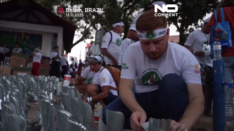 Rubber tappers march in Belem to call for an end to deforestation at COP30