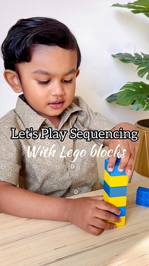 Ankita Bag on Instagram: "Sequencing with Lego blocks 🌈 #save this simple learning activity to try out with your toddler. This activity can help in: 1. Problem-Solving: Sequencing games require toddlers to think critically and solve problems as they figure out the correct order of events or actions. 2. Cognitive Development: Sequencing games help toddlers understand and practice logical order, which strengthens their cognitive abilities. 3. Memory Enhancement: Remembering the correct sequence i