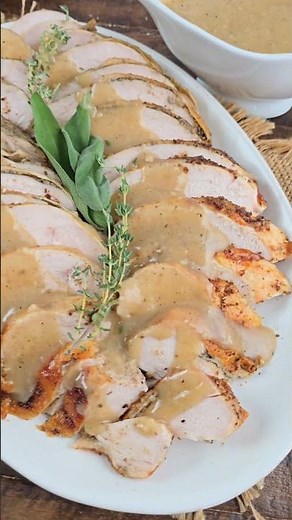 Easy Roasted Turkey Breast with Herb Butter and Gravy (Dry Brined!)