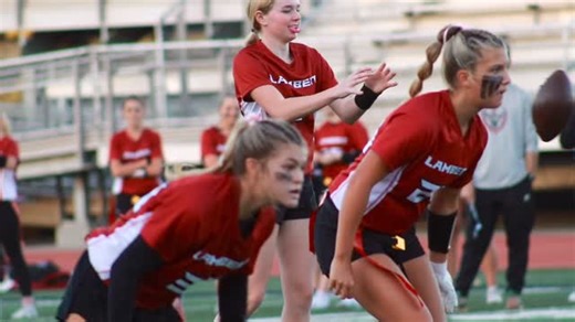 The Lambert Longhorns flag football team leads Forsyth Central at halftime, 27-0. Check out the TD pass from Abby Grace Flynt to Nevelle Johns. | Forsyth County News - Sports