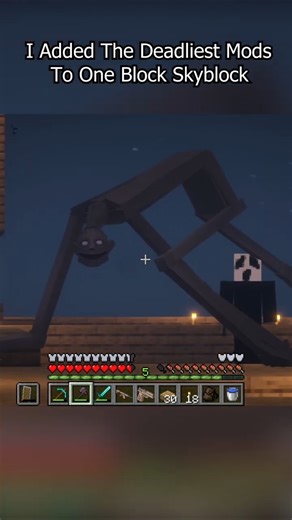 I Added The DEADLIEST Horror Mods To One Block Skyblock #minecraft