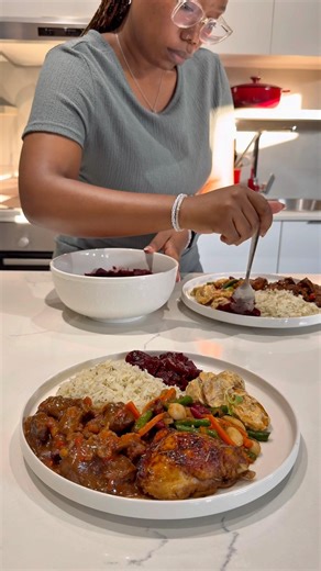 Easter Lunch - Beef Stew, Roast Chicken with Rice and Bean Salad #cooking #foodie #chicken #beef