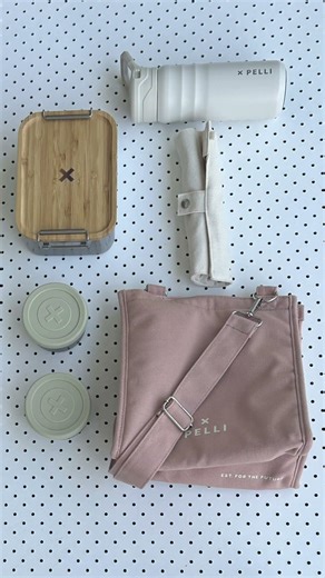 Blush Pink Lunch Bag Set with Shoulder Strap | Pelli “Cross The Sea”