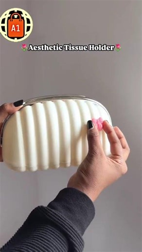 PURSE STYLE ACRYLIC UNBREAKABLE TISSUE HOLDER CONTAINER WITH BUILTIN SPRING EASY REPLACEMENT RATE DM