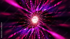 Seamless loop multicolored wave with glow light spread out from the center. Hyperspace dark Tunnel. 4K Seamless Loop Creative Motion Background. Motion illuminate graphics technology concept. Looped 3 Stock Video