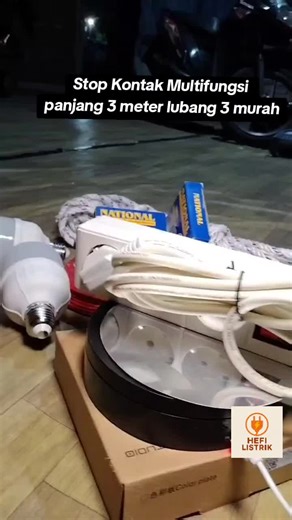 Seringkali pindah tempat? ini solusinya Stop Kontak Lubang 3 panjang 3 meter buruan beli ! #hefilistrik #alatlistrik #trendingvideo #trending #tokolistrik