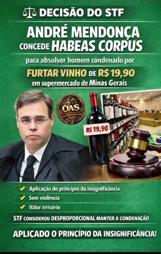 Judge Abdre Mendonça acquits man who stole wine in Minas Gerais!