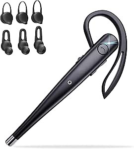 Bluetooth Headset with Microphone, Bluetooth Headset Noise Canceling, Single Ear Wireless Bluetooth Earpiece Compatible for Ios Android Cell Phone, Hand-Free Headphones for Work,Trucker, Office