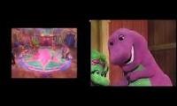 Mix of 2 videos from youtube : Barneys Super Singing Circus and Barney Live! in New York City