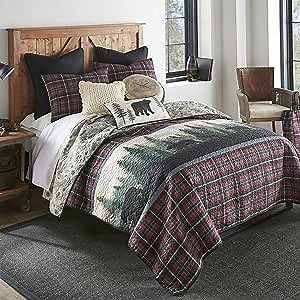 Donna Sharp Queen Quilt Set - 3 Piece Set - Bear Journey Red - Queen Quilt and Two Standard Pillow Shams - Machine Washable