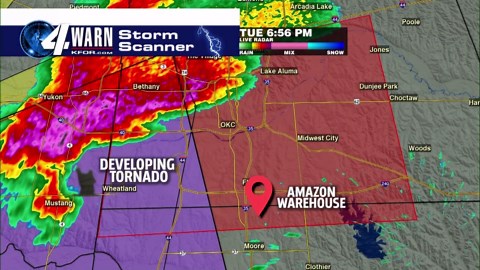 Video shows Amazon workers forced outside Oklahoma City warehouse as tornado approached