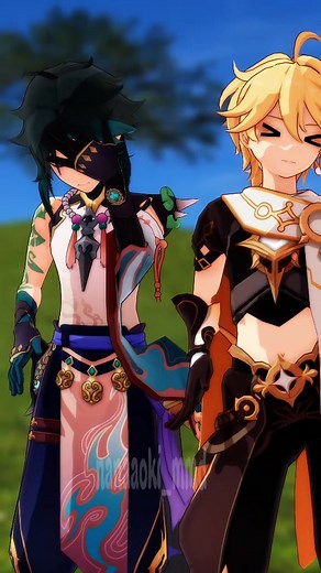 Mesmerizing 3D Animation featuring Aether and Xiao from Genshin Impact