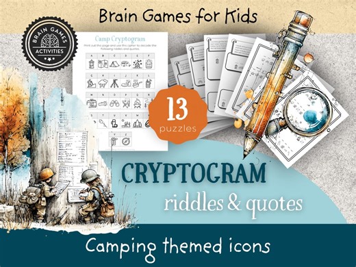 Camping Cryptograms for Kids | Nature Riddles in Secret Code | Detective Play (A4 Included) - Etsy
