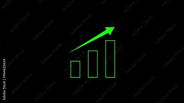 mini business graph chart. glowing line graph growth chart Info graphics profit Stats animation