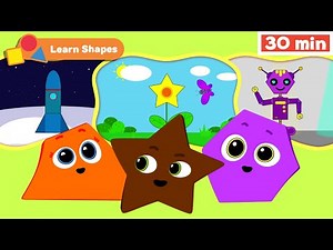 Shapes School | Educational video for kids | Learn Shapes | Flower | Robot + | First University
