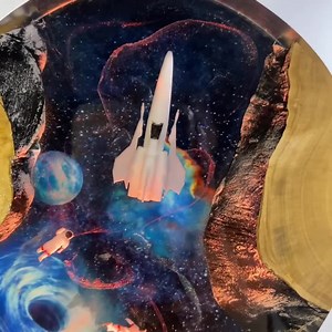 Galaxy Resin Lamp – Handmade LED Epoxy Lamp With Spaceship, Astronauts & Wormhole, Sci-fi Cosmic Night Light for Space Lover Gift - Etsy