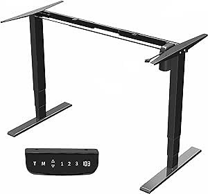 VIVO Electric Stand Up Desk Frame Workstation with Memory Touch Pad, Single Motor Ergonomic Standing Height Adjustable Base, Black, DESK-V102E