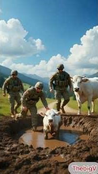 Indian Army soldiers rescued a calf 😊#ai#cow#indianarmy#rescue