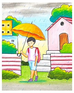 17K views · 796 reactions | Easy Drawing of a Rainy day Scenery | Drawing Book | Facebook