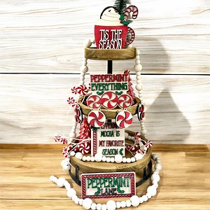 Peppermint Inspired Tiered Tray Set of Signs/ Decorative Tray Winter Themed/ Coffee Bar Tray Sign Bundle/ Hot Cocoa Bar Signs - Etsy