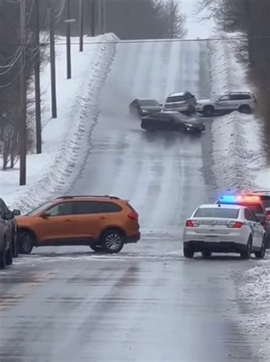 "Cars spinning out of control on ice! 😱 Watch as multiple vehicles co... | car crash