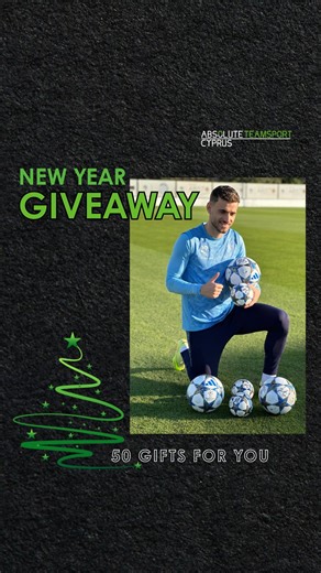 ABSOLUTE TEAMSPORT CYPRUS 🇨🇾 on Instagram: "New Year is almost here, and we’re celebrating it with a big giveaway full of gifts and positive vibes. Get ready to kick off the New Year with surprises and exciting wins. We’re giving away 50 prizes: 🔸 6 footballs 🔸 4 football gear gifts 🔸40 gift certificates with 35% OFF at @ats_cyprus How to enter: 1. Follow @ats_cyprus and @vlad.dragomir 2. Like this post 3. Tag 5 friends in the comments 4. Share this reel to your story 5. Your account must b