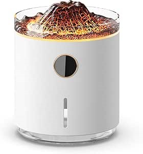 7-Color LED Flame Humidifier & Essential Oil Diffuser, 350ml Aroma Diffuser with 360° Flame Effect & Sleep Mode - USB Ultrasonic Cool Mist Maker for Bedroom/Yoga/Office, Auto Shutoff & Timer
