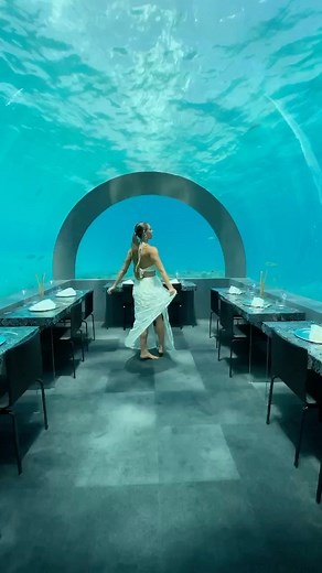 Hope Beel on Instagram: "Wow, one of the coolest things I’ve ever seen! . #underwaterrestaurant . Thank you for the incredible experience @youandmemaldives . @resortlife.travel @projectfomo"