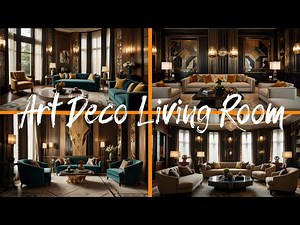 Art Deco Inspired Living Room with Geometric Patterns and Luxurious Materials