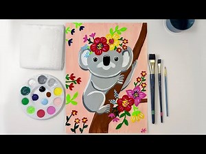 🎨 Easy Koala Painting Step by Step Tutorial for Kids and Beginners! 🐨🌸