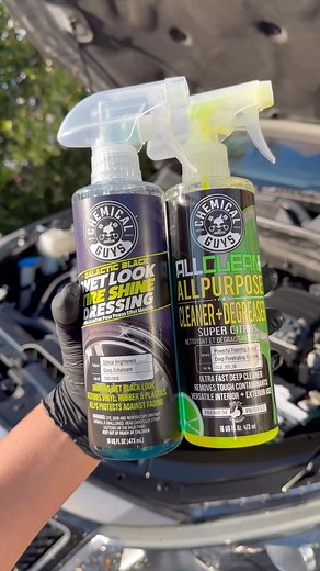 Give your engine bay that long awaited clean with All Clean and Galactic Black Dressing!✨ Using this combination of products, cleaning and conditioning your engine bay can never be easier! All Clean is a versatile all-purpose cleaner that cuts through all levels of dirt, grease, and grime with the power of natural citrus inside and outside your ride. Galactic Black Wet Look Tire Shine Dressing is the protectant that takes your tires and trim to a whole new level of shine and depth of black with 