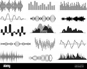 Sound waves. Music wave, audio frequency waveform. Radio voice and soundtrack symbol. Soundwave abstract signals isolated vector set. Illustration sound voice, digital frequency radio, soundwave music. Sound waves. Music wave, audio frequency waveform. Radio voice and soundtrack symbols. Soundwave abstract signals isolated vector set Stock Vector Image & Art - Alamy