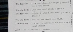 Convert the following dialogue into reported speech:The teach... | Filo