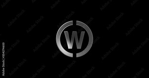 W letter logo with circle shape for business and company logo design 4k footage video