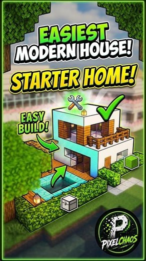 Easiest Small Modern House in Minecraft! 🏡 #minecraft #moddedminecraft #minecraftbuilding