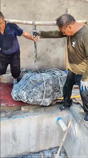 Brothers of Stone Workers Unite: Spectacular Moment of Moving a Massive Boulder!