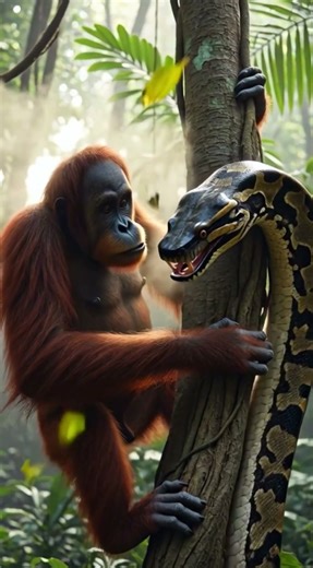 Savage Fight: Orangutan vs Massive Python 🦧🐍