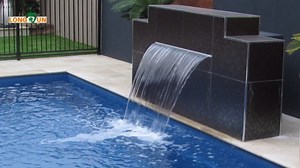LONGRUN Waterfall Pool Fountain, Updated 13.7'' Wider Open Lip Stainless Steel Waterfall Spillway Water Feature for Swimming Pools, Koi Ponds, Spa & Garden - 23.6''