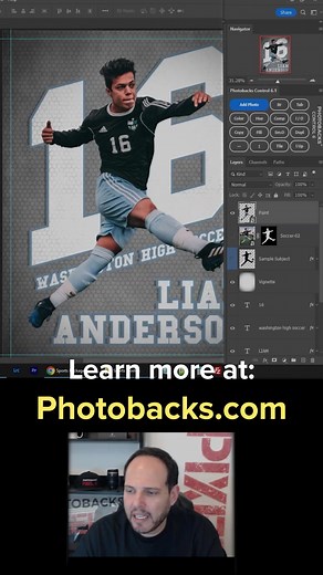 Sample edit using our Photobacks Sports Package 2 -- Learn more at www.photobacks.com #photoshop #sports #photographer #templates #posters #backgrounds #sportsphotography #image | Photobacks