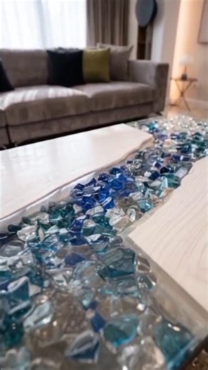 Frozen Ice River Table Build – Unreal Glassy Finish 🧊✨