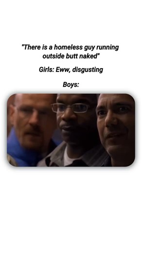 Darkmemes on Instagram: "This meme uses the classic “Girls vs. Boys” format to highlight the difference in reaction to public chaos. While the text suggests girls would be disgusted by a naked man running amok, the “Boys” reaction is depicted using the iconic Breaking Bad scene where Walter White stands naked in a convenience store. The humor is elevated by the background music—the Subway Surfers theme—which implies that the naked man isn’t just flashing people, he is technically on a high-score