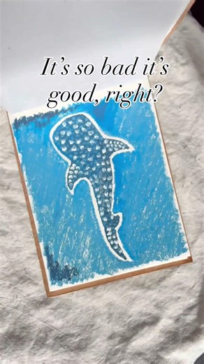 First time using oil pastels 😳 #stippling #art #whaleshark #illustration