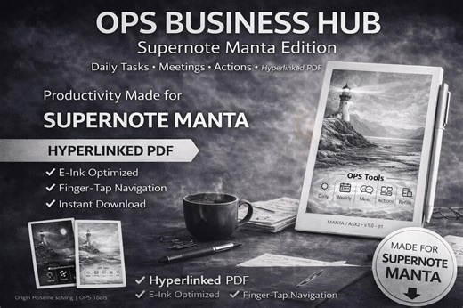 Supernote Manta A5 X2 Business Hub, Hyperlinked PDF ALL in ONE Planner (digital Download) - Etsy UK