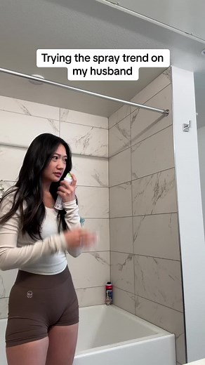 Trying the Spray Trend on My Husband | Funny Couple Video