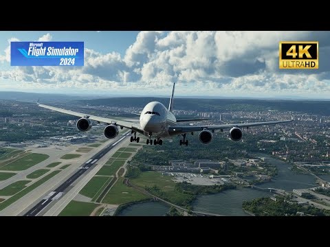 A380 Landing in 3 Views – Cockpit, Wing & Outside | FS2024 4K