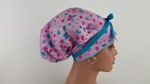 Bouffant Medical Scrub Cap - Cotton Tie-back Hat With Ponytail Pouch - Etsy Canada