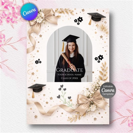 Wildflower Graduation Invitation, Boho Botanical Grad Party Invite (digital Download) - Etsy